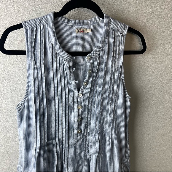 Faherty Isha Linen Dress Day Lily Stripe Blue White Boho Casual Women’s Small - Picture 4 of 12